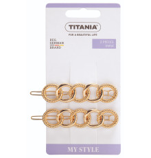 Заколка для волос "Цепочка" металлическая, золотая, 2 шт по 7 см