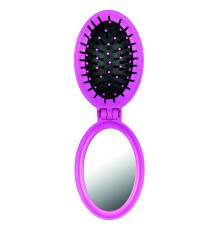 Щетка складная с зеркалом TITANIA, розовая, 8,5 см
