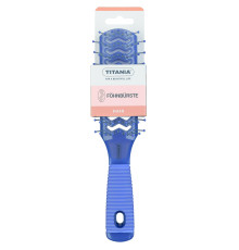 Щетка для сушки феном Double channel brush, 9 рядов, резиновая ручка, синяя, 21,5 см