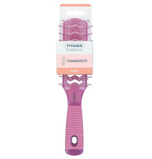 Щетка для сушки феном Double channel brush, 9 рядов, резиновая ручка, розовая, 21,5 см